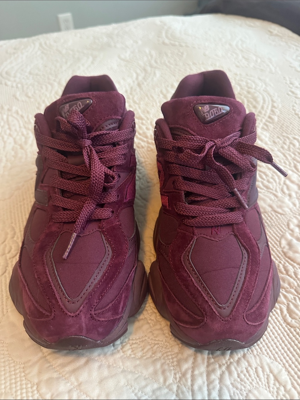 New Balance 9060 Burgundy Suede & Mesh Sneakers sz W9.5 NWOT